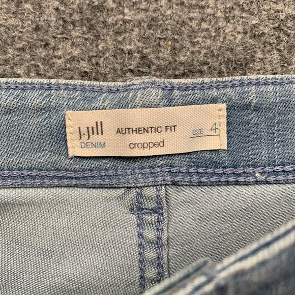 J Jill Jeans Womens 4 Denim Authentic Fit Cropped Stretch Frayed Fringe Hem - Picture 5 of 14